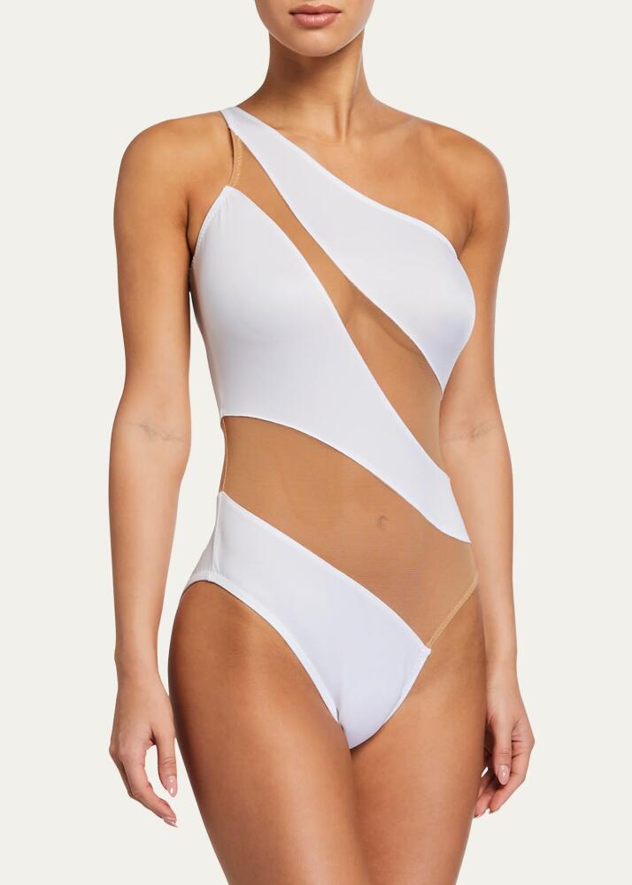 Norma Kamali Mio Snake Mesh One-Piece Swimsuit Cover