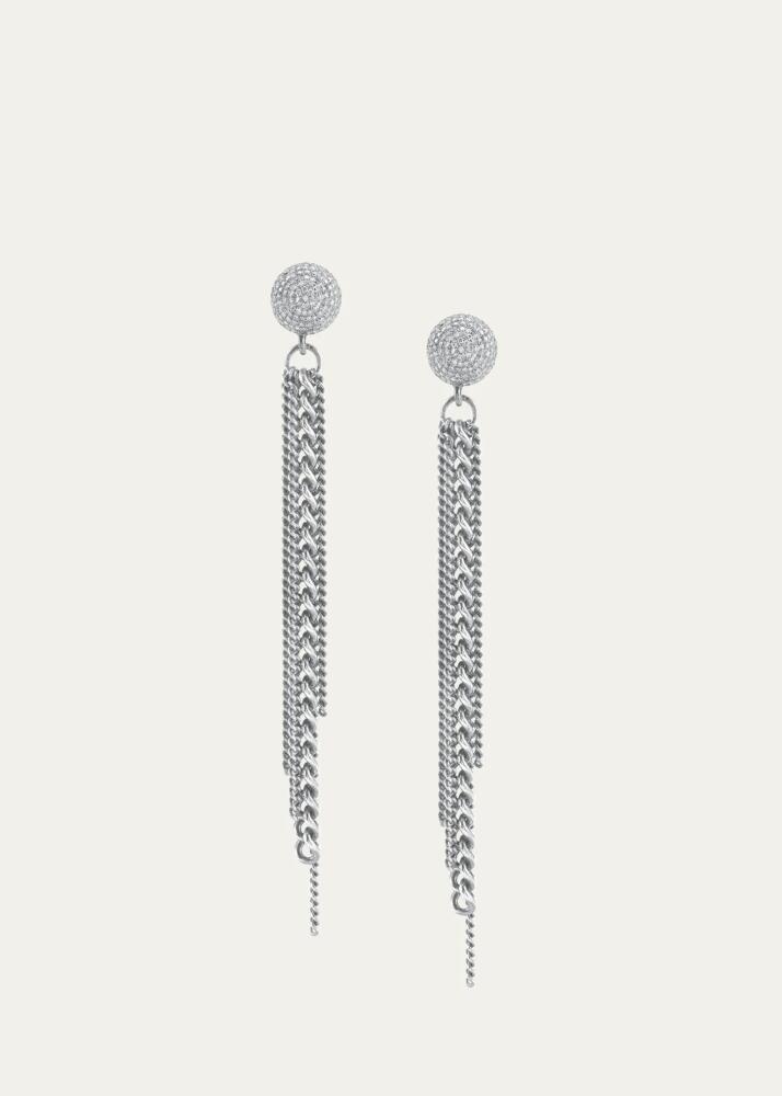 Sheryl Lowe Pave Diamond Dome Stud Earrings with Chain Fringe Drops Cover