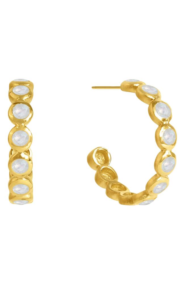 Dean Davidson Small Signature Eternity Hoop Earrings in Yellow Gold/Moonstone Cover