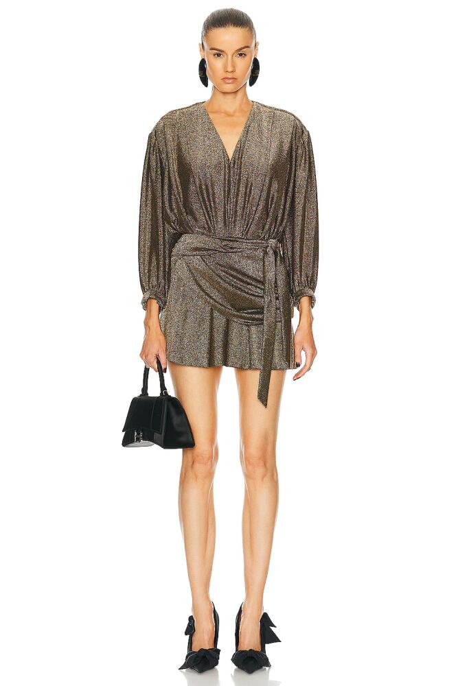 Balenciaga V Neck Mini Dress in Metallic Gold Cover