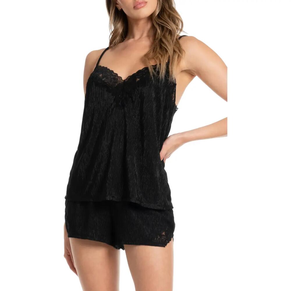 Midnight Bakery Plissé Lace Trim Short Pajamas in Black Cover