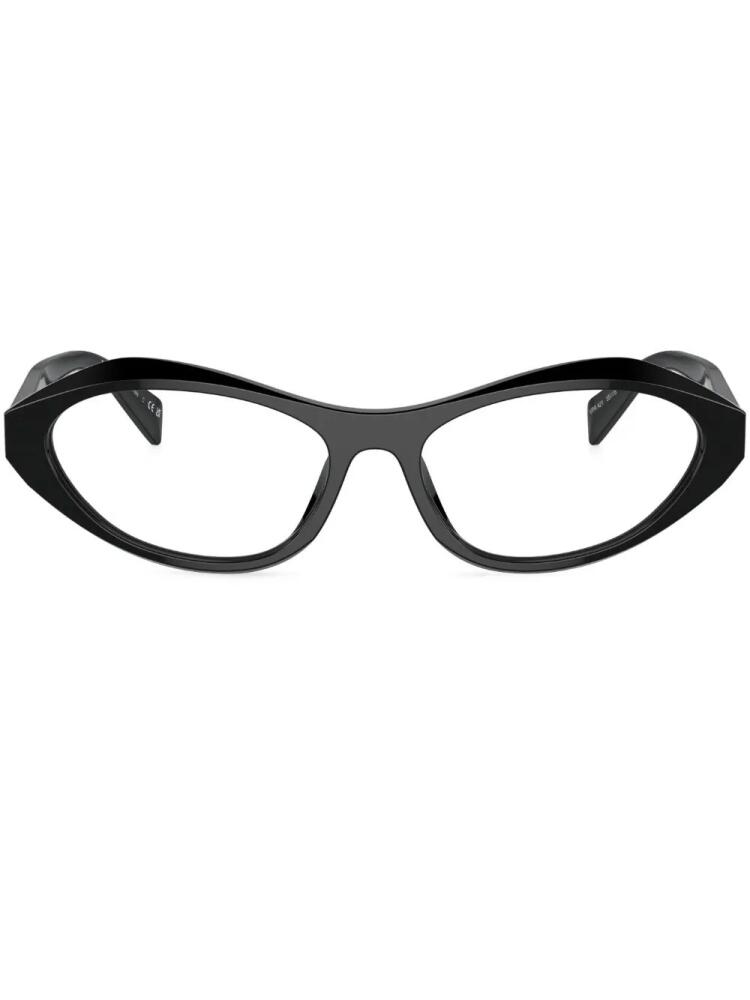 Prada Eyewear logo-engraved oval-frame glasses - Black Cover