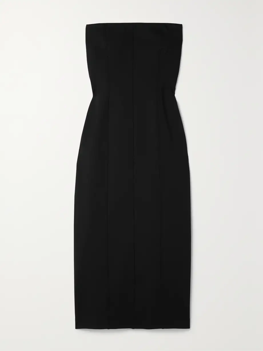 The Row - Melonia Strapless Wool-blend Midi Dress - Black Cover