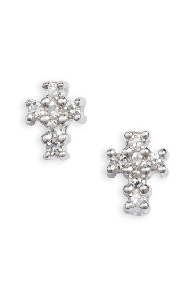 Meira T Diamond Cross Stud Earrings in White Cover