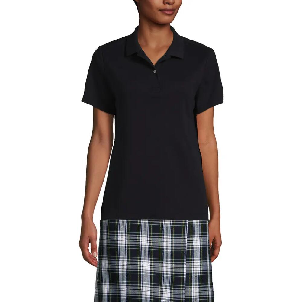 Lands' End School Uniform Short Sleeve Feminine Fit Interlock Polo Shirt in Black Cover