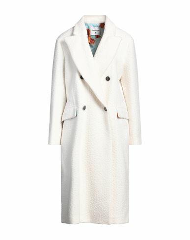 Front Street 8 Woman Coat White Wool, Polyester Cover