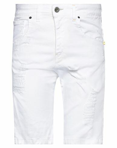 Displaj Man Denim shorts White Cotton, Elastane Cover