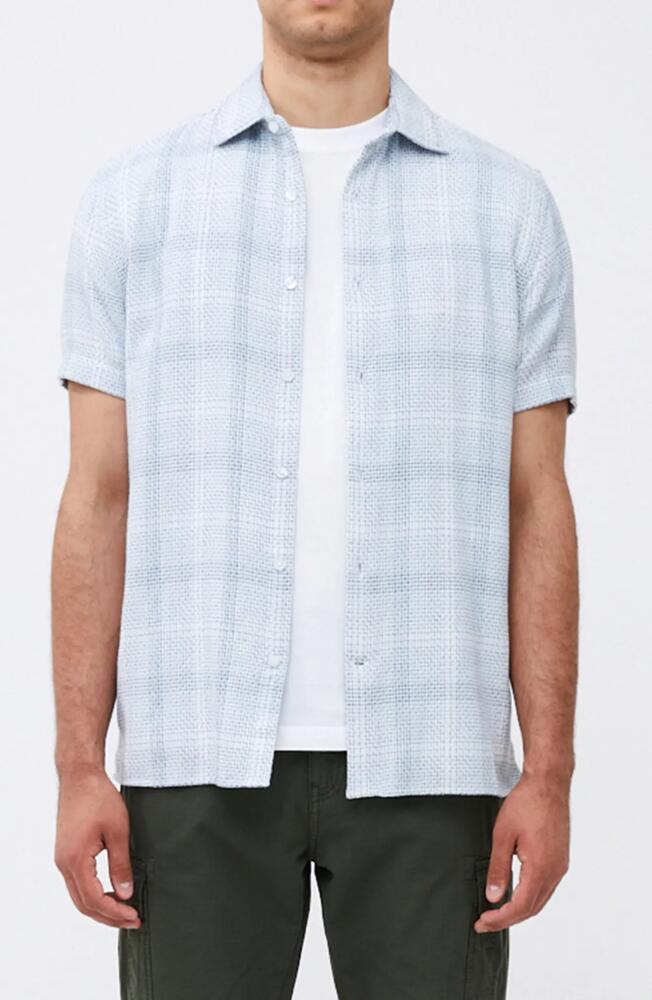 French Connection Barrow Dobby Short Sleeve Button-Up Shirt in Blue Combo Cover