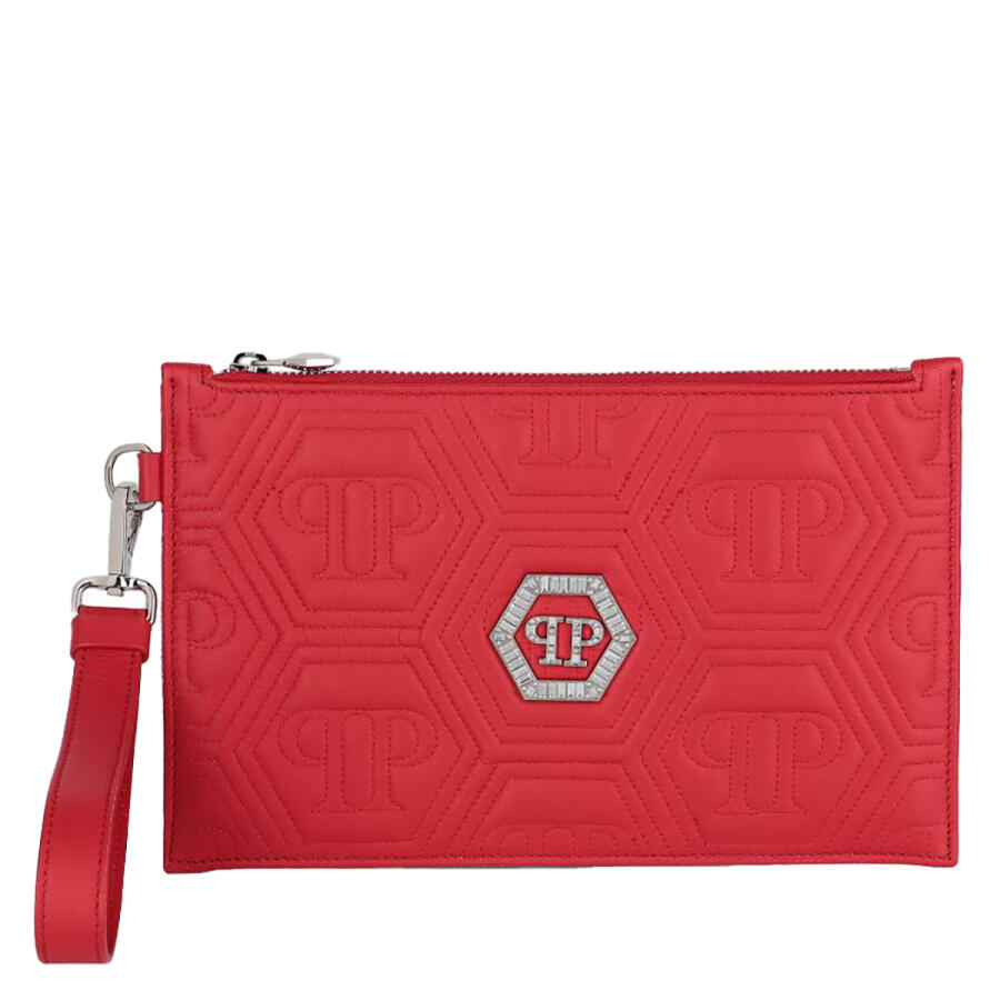 Philipp Plein Red Hexagon PP Crystal Clutch Cover