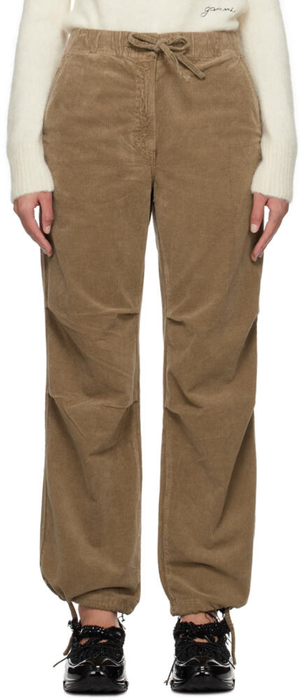 GANNI Tan Drawstring Trousers Cover