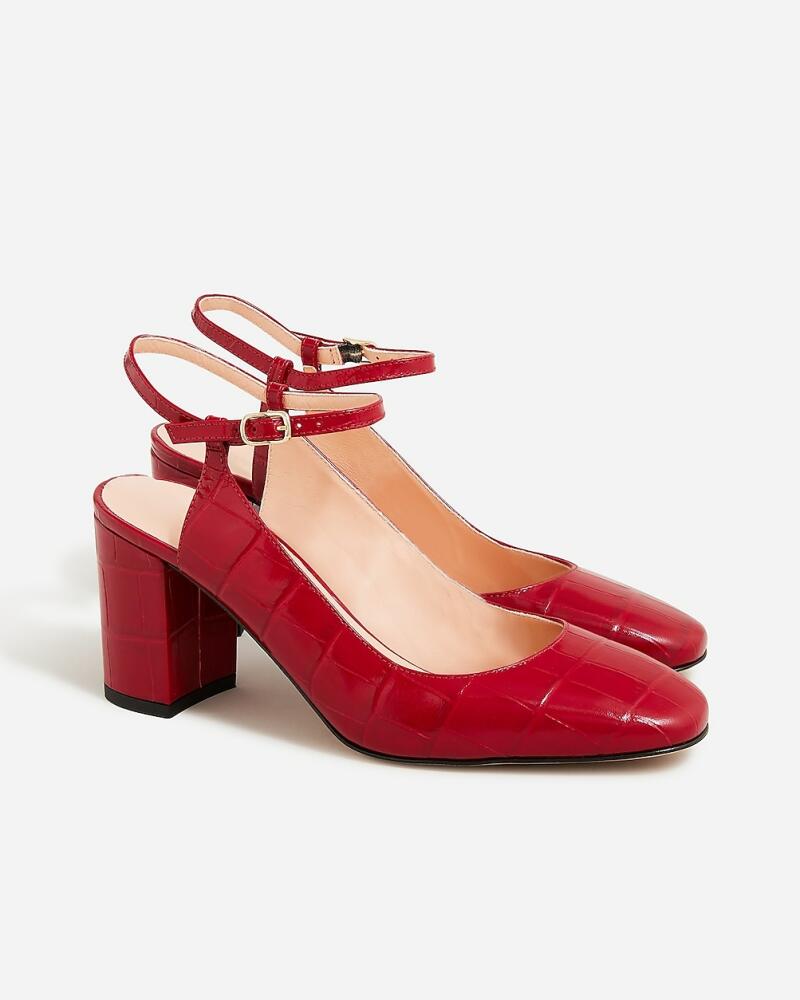 J.Crew Maisie ankle-strap heels in croc-embossed leather Cover