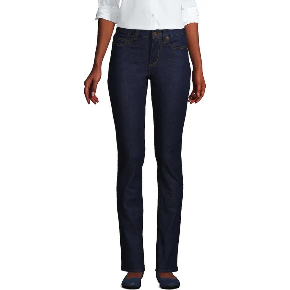 Lands' End Tall Recover Mid Rise Straight Leg Blue Jeans in River Rinse Cover