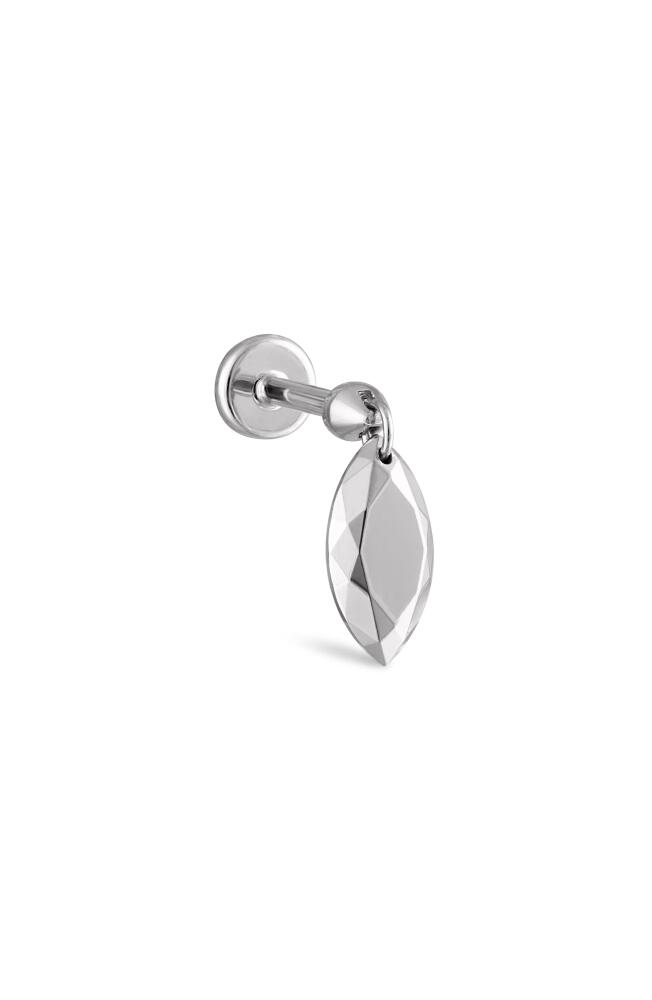 Maria Tash Faceted Marquise Single Threaded Stud Earring in White Gold Cover