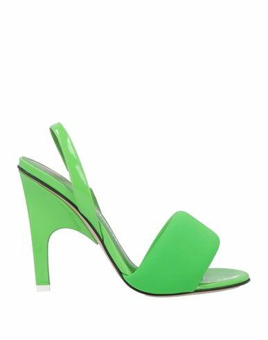 The Attico Woman Sandals Green Textile fibers, Soft Leather Cover