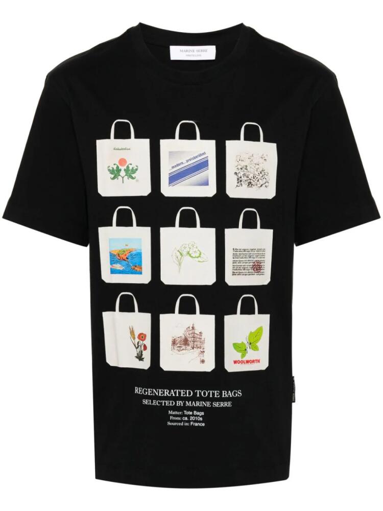 Marine Serre Tote Bags-print T-shirt - Black Cover