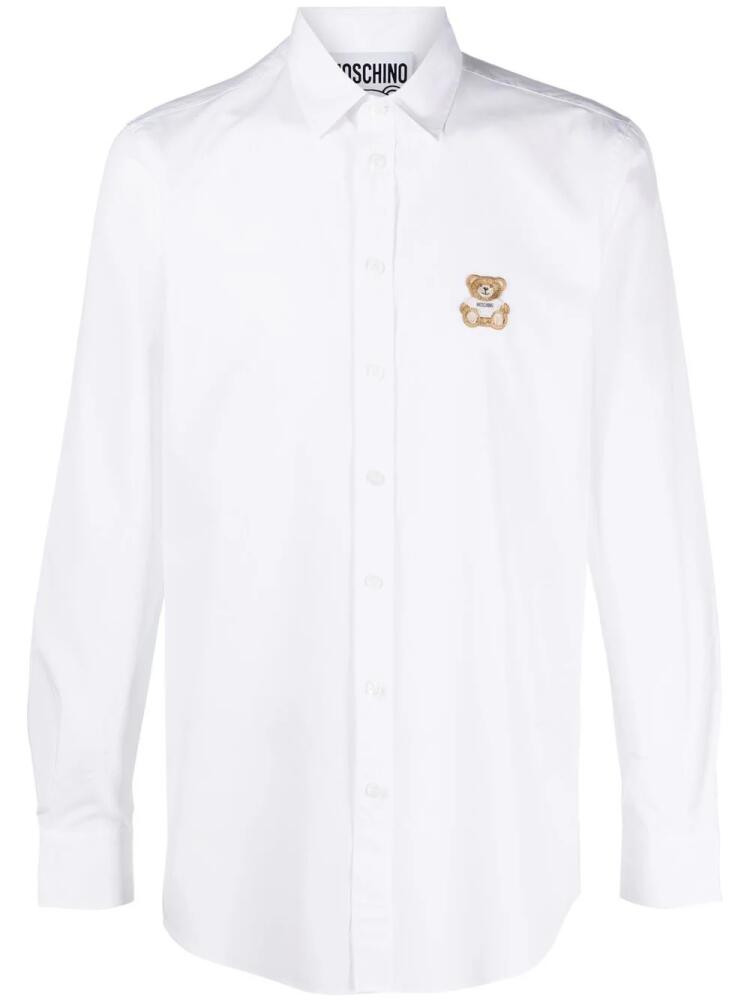 Moschino embroidered-teddy poplin shirt - White Cover