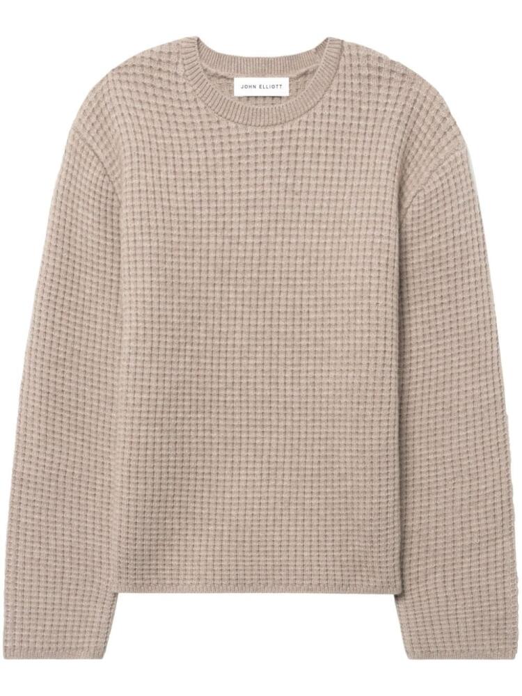 John Elliott waffle-knit merino-wool jumper - Neutrals Cover