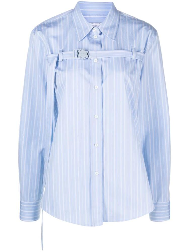 Off-White buckled cut-out cotton shirt - Blue Cover