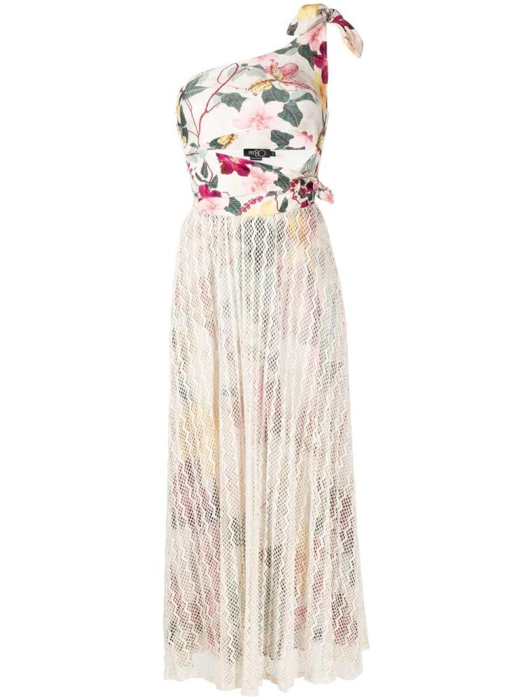 PatBO Hibiscus floral-print one-shoulder dress - Neutrals Cover