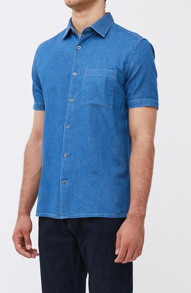 French Connection Short Sleeve Denim Button-Up Shirt in Light Wash Cover