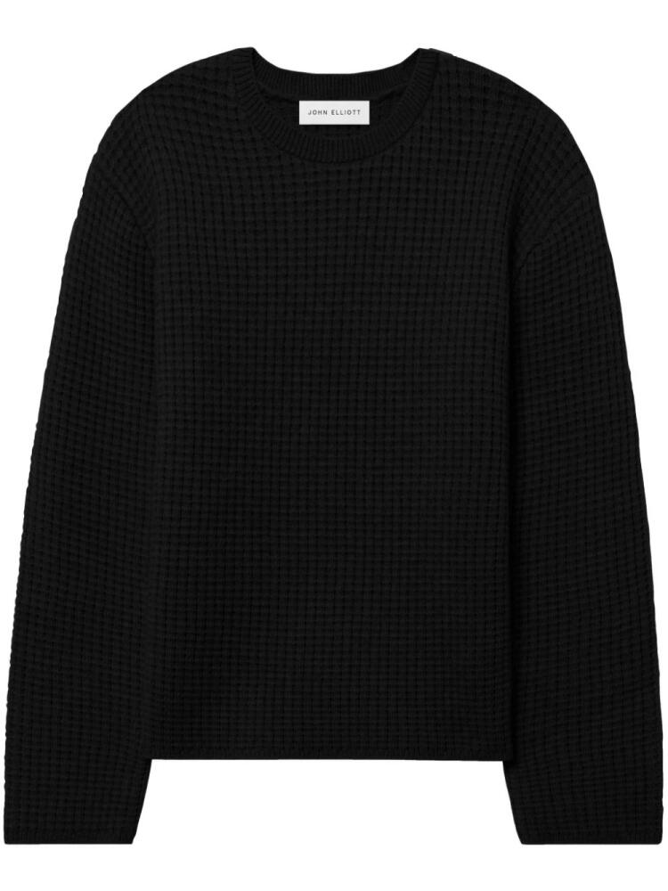 John Elliott waffle-knit merino-wool jumper - Black Cover