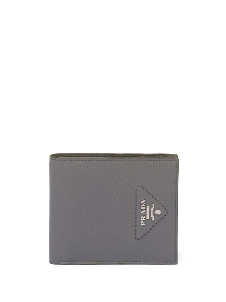 Prada triangle-logo bi-fold wallet - Grey Cover