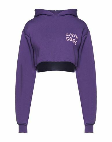 Livincool Woman Sweatshirt Purple Cotton Cover