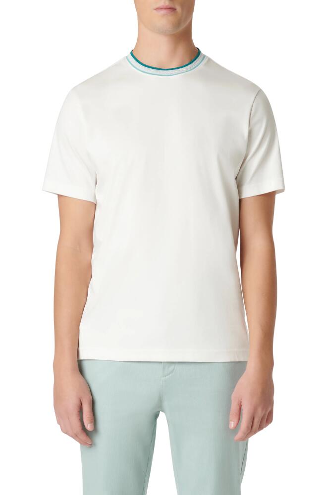 Bugatchi Tipped Crewneck T-Shirt in Chalk Cover