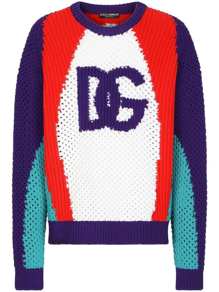 Dolce & Gabbana colour-block perforated knit jumper - White Cover