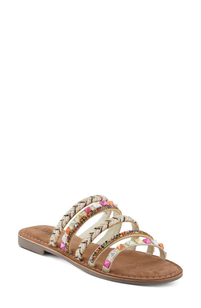 AZURA BY SPRING STEP Intoxicate Slide Sandal in Off White Multi Cover