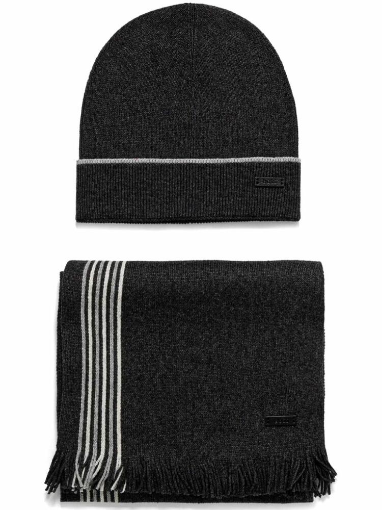 BOSS logo-patch scarf set - Black Cover