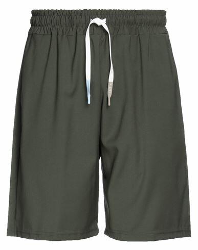 Takeshy Kurosawa Man Shorts & Bermuda Shorts Military green Polyester, Viscose, Elastane Cover