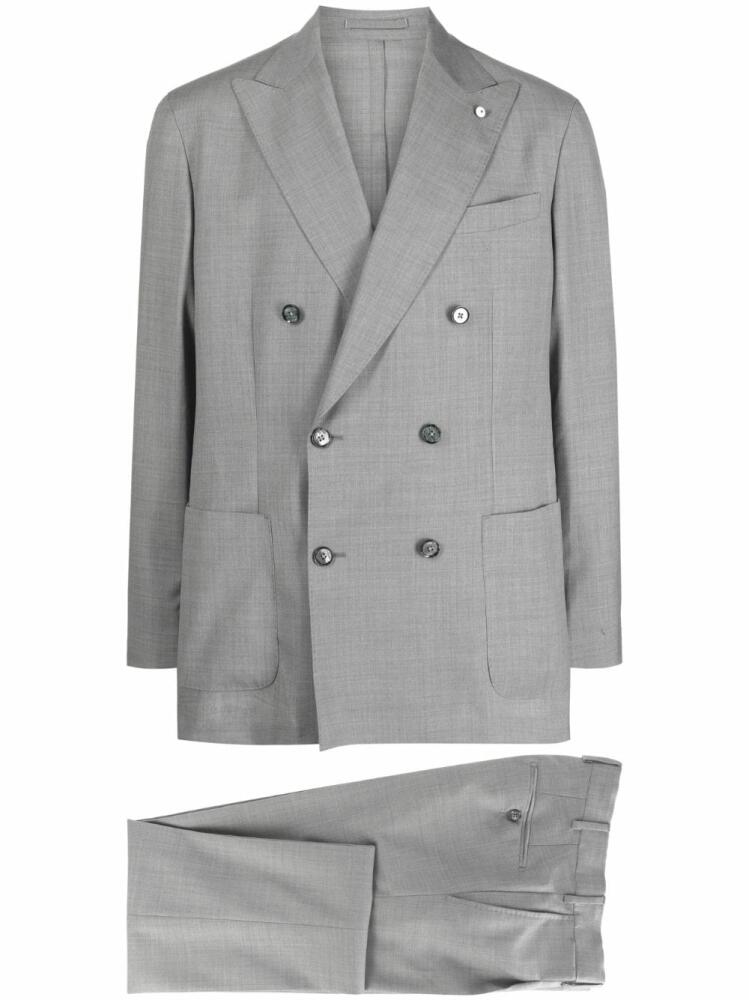 LUIGI BIANCHI MANTOVA virgin wool double-breasted suit - Grey Cover