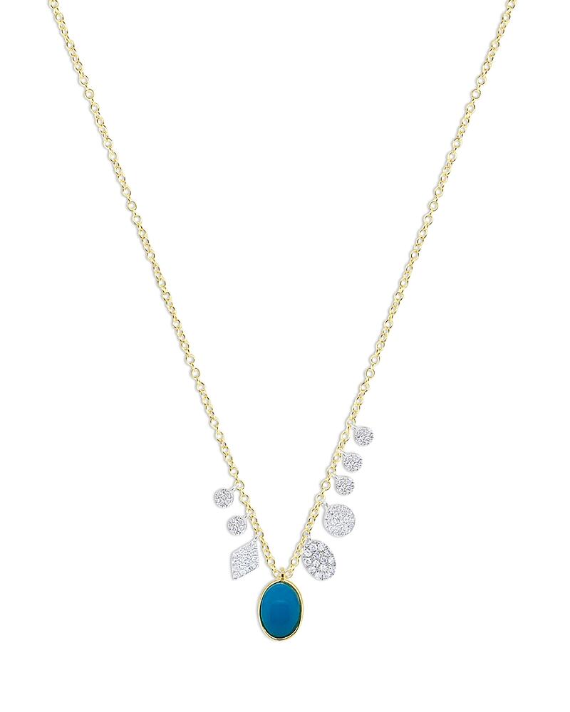 Meira T 14K White & Yellow Gold Turquoise & Diamond Dangle Pendant Necklace, 18-20 Cover