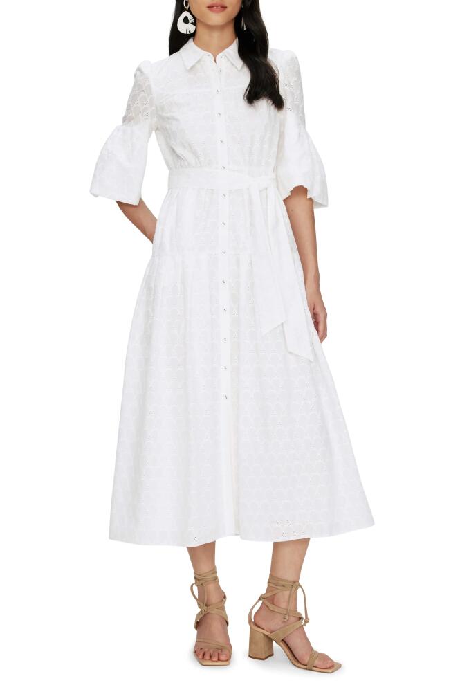 Diane von Furstenberg Aveena Eyelet Embroidered Cotton Shirtdress in Ivory Cover