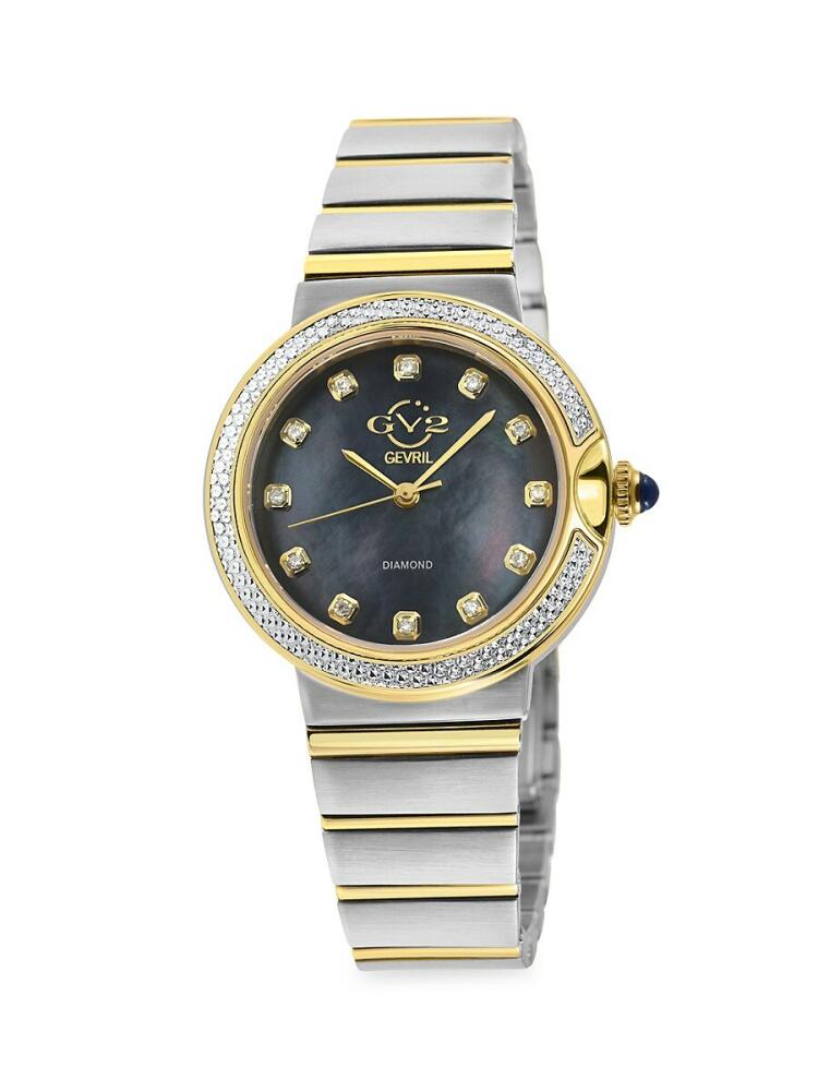 GV2 Women's Sorrento 32MM Two Tone Stainless Steel, Mother of Pearl & Diamond Bracelet Watch Cover