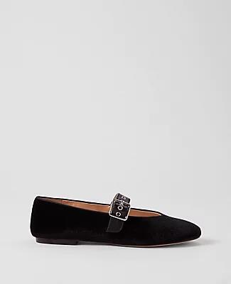 Ann Taylor Buckle Mary Jane Velvet Flat Cover