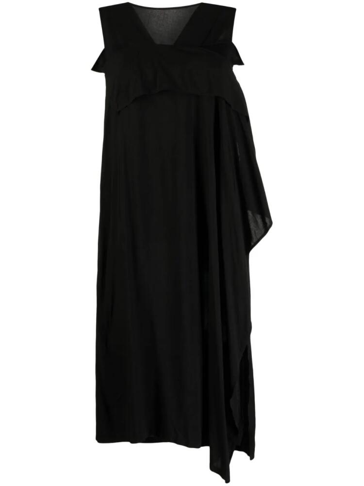 Y's asymmetric draped midi dress - Black Cover