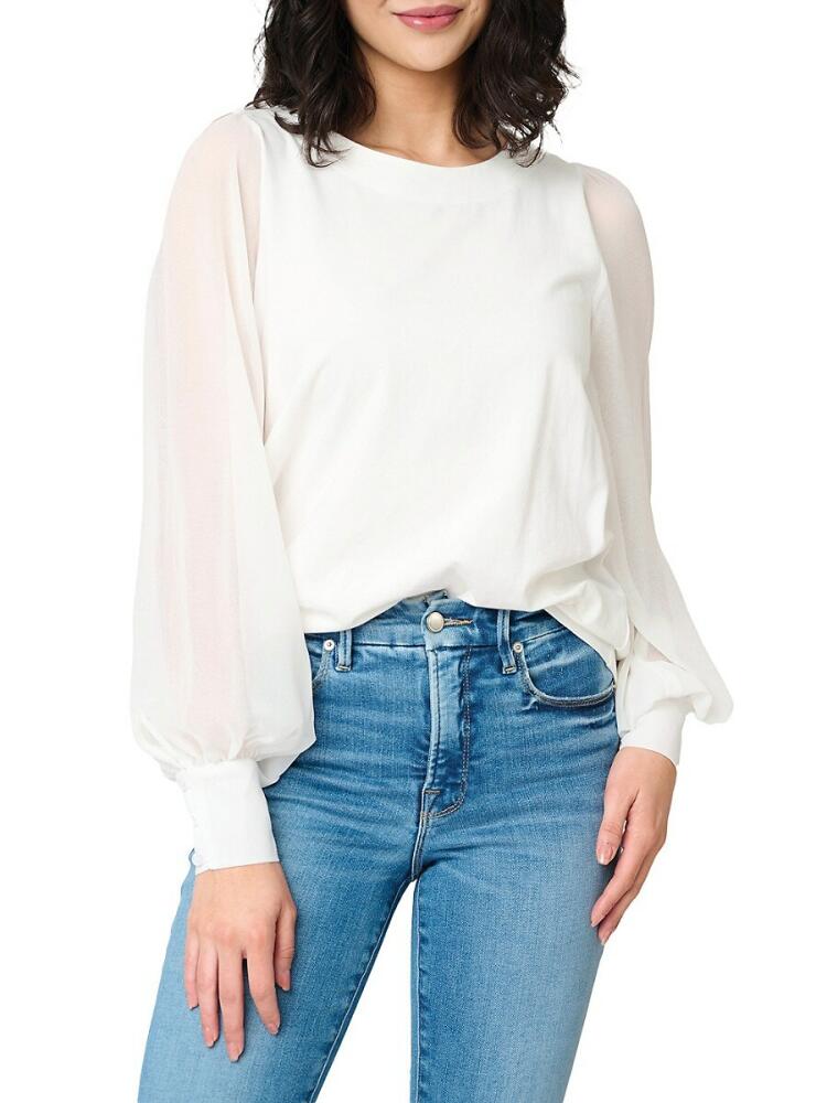 gibsonlook Women's Chiffon Sleeve Blouse - Ivory Cover