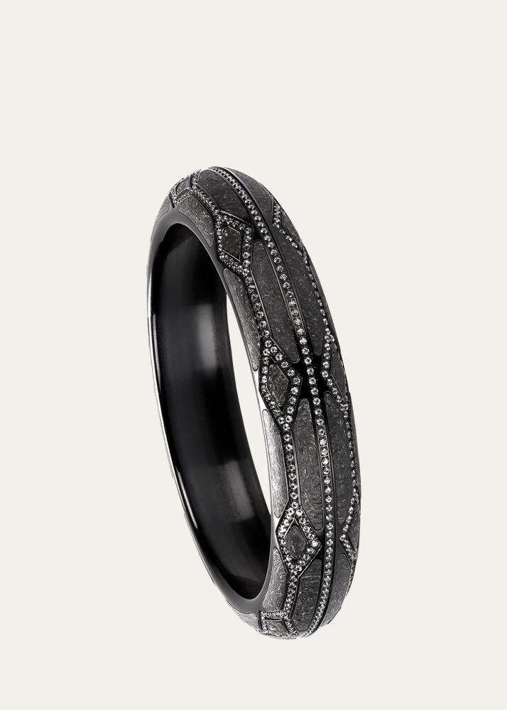 Boghossian White Gold & Carbon Fiber Bangle Bracelet with White Sapphire, Size 60mm Cover