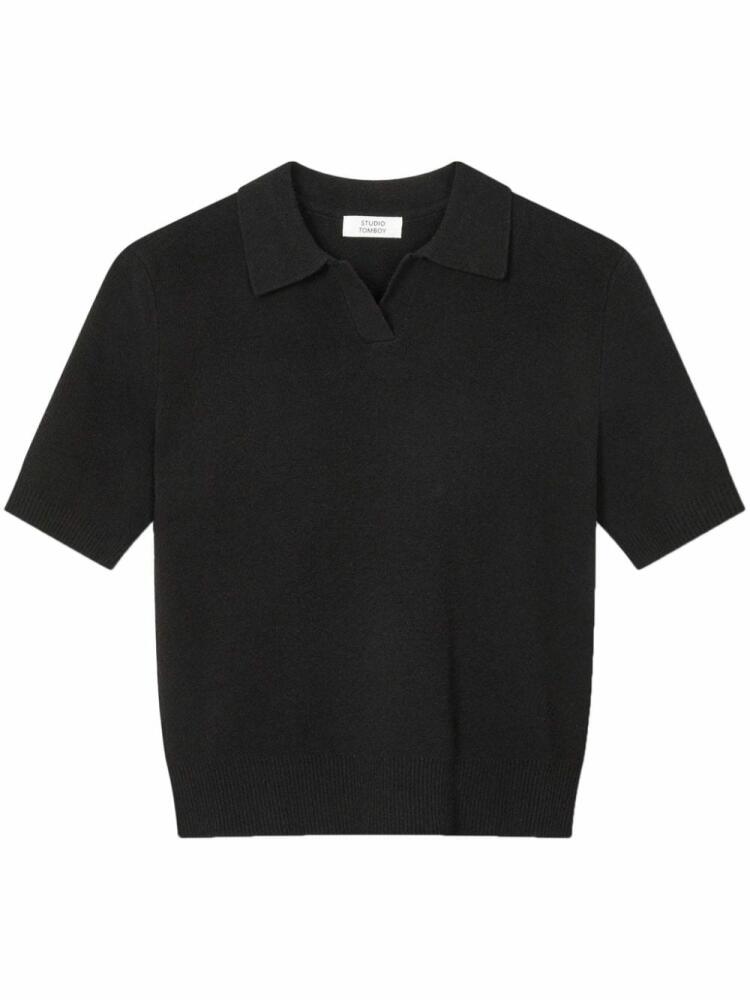 STUDIO TOMBOY short-sleeve fine-knit polo shirt - Black Cover