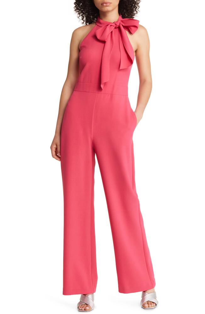 Vince Camuto Bow Neck Stretch Crepe Jumpsuit in Hot Pink Cover