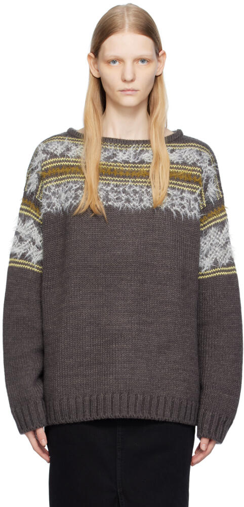 OPEN YY Gray Striped Sweater Cover