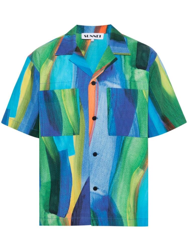 Sunnei abstract-print shirt - Green Cover