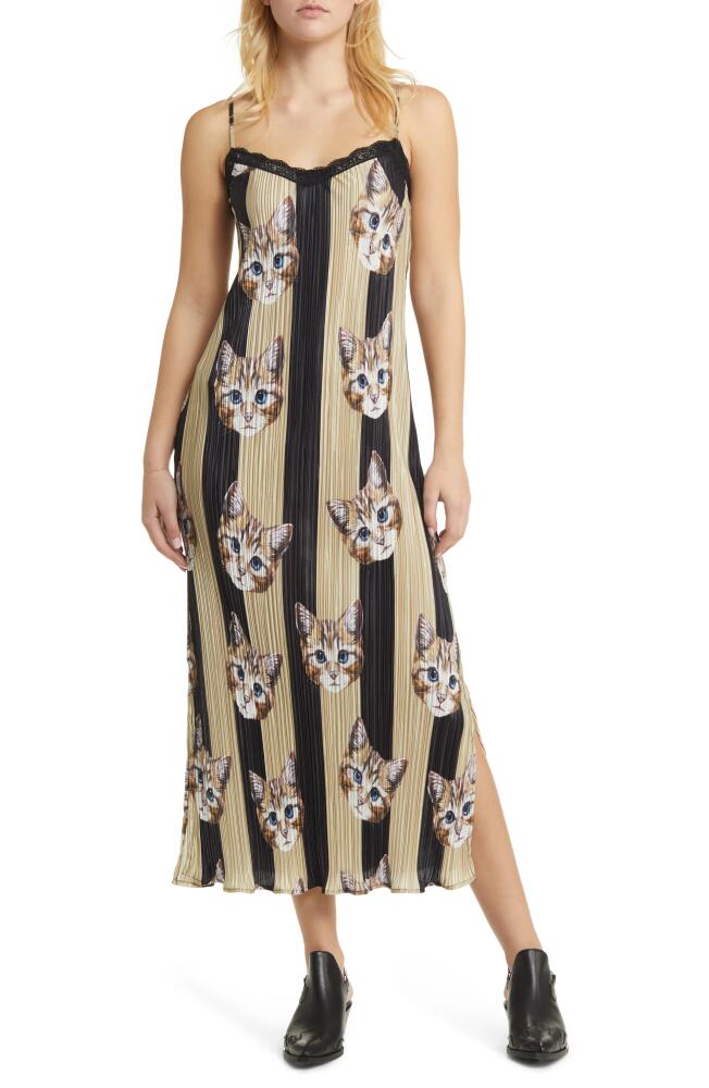 Dressed in Lala Money Honey Plissé Midi Slipdress in Pretty Kitty Cover