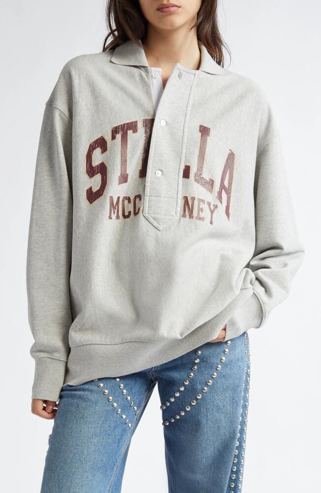 Stella McCartney Varsity Logo Oversize Cotton Graphic Sweatshirt in Light Grey Melange Cover