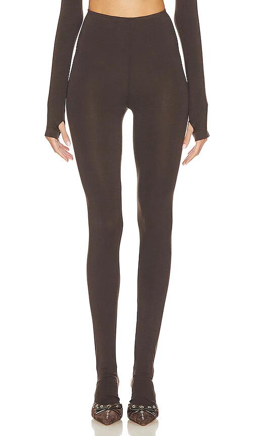 Norma Kamali Legging With Footie in Chocolate Cover