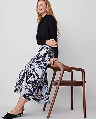 Ann Taylor Paisley Bias Midi Slip Skirt Cover