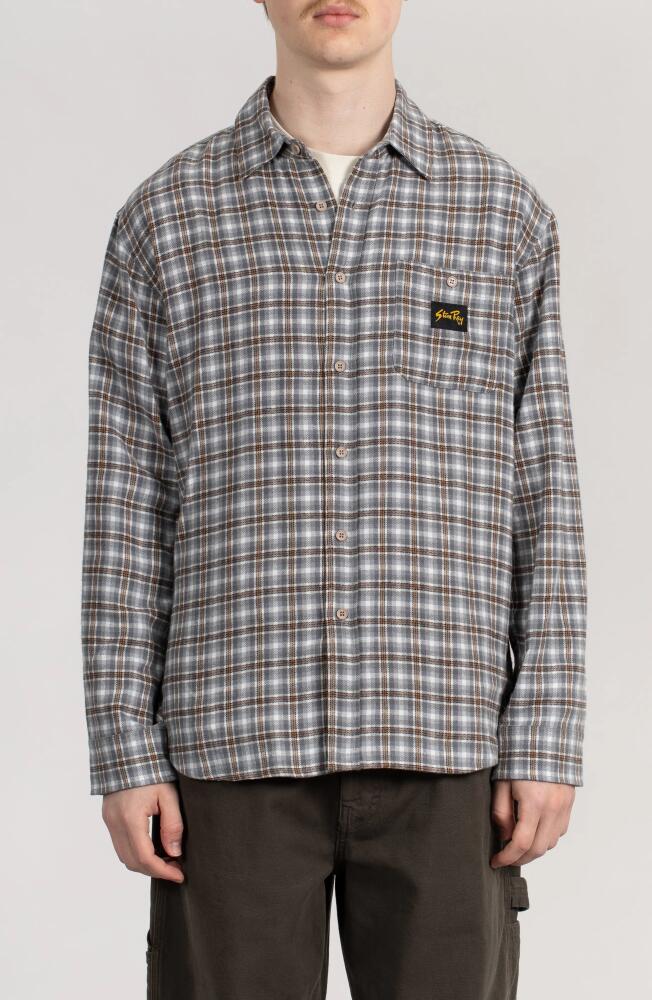 STAN RAY Oversize Plaid Flannel Button-Up Shirt in Grey Plaid Cover