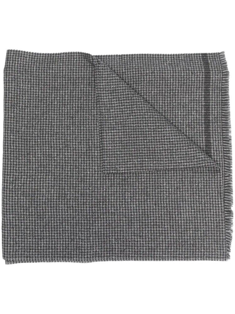 Zegna logo-patch wool scarf - Grey Cover